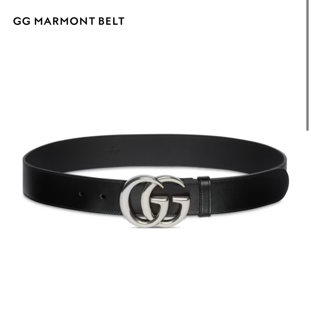 Gucci Marmont Black Belt with Silver GG Emblem. Size 95.